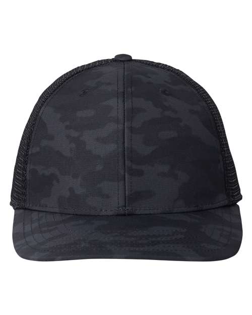 vineyard vines F001779 Performance Trucker Cap - Black Camo/ Black - front