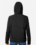 North End NE810W Women's Aura Lightweight Packable Anorak - Black/ Carbon - model back