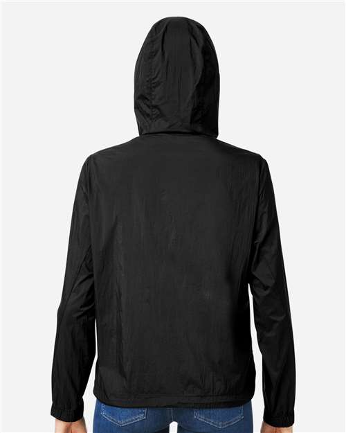 North End NE810W Women's Aura Lightweight Packable Anorak - Black/ Carbon - model back