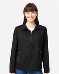 North End NE810W Women's Aura Lightweight Packable Anorak - Black/ Carbon - model front