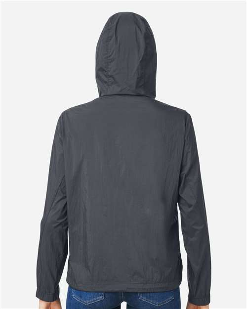 North End NE810W Women's Aura Lightweight Packable Anorak - Carbon/ Black - model back