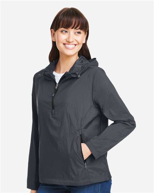 North End NE810W Women's Aura Lightweight Packable Anorak - Carbon/ Black - model side