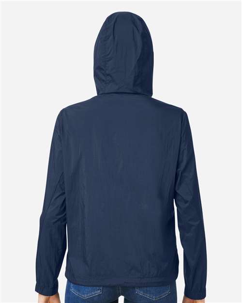 North End NE810W Women's Aura Lightweight Packable Anorak - Classic Navy/ Carbon - model back