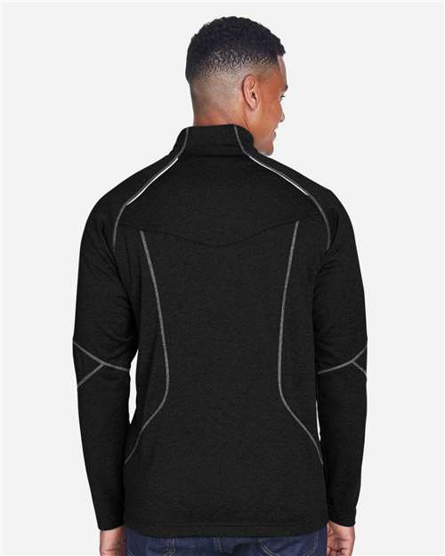 North End 88175 Men's Catalyst Performance Fleece Quarter-Zip Pullover - Black - model back