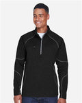 North End 88175 Men's Catalyst Performance Fleece Quarter-Zip Pullover - Black - model front