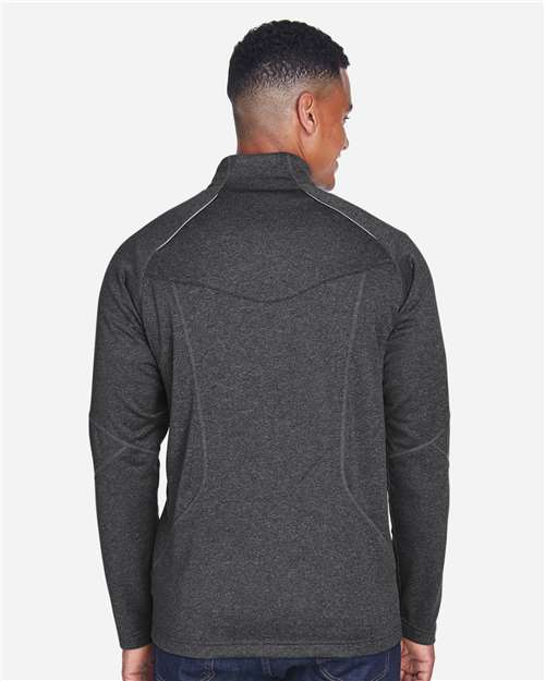 North End 88175 Men's Catalyst Performance Fleece Quarter-Zip Pullover - Carbon Heather - model back