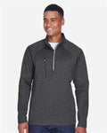 North End 88175 Men's Catalyst Performance Fleece Quarter-Zip Pullover - Carbon Heather - model front