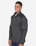 North End 88175 Men's Catalyst Performance Fleece Quarter-Zip Pullover - Carbon Heather - model side