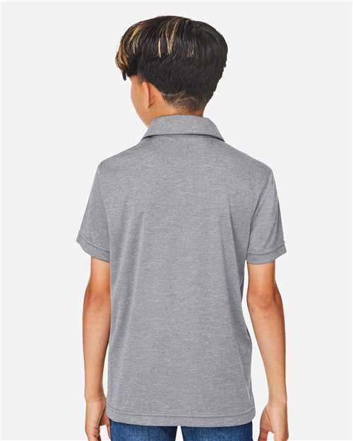 Team 365 TT51HY Youth Zone Sonic Heather Performance Polo - Athletic Heather - model back