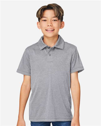 Team 365 TT51HY Youth Zone Sonic Heather Performance Polo - Athletic Heather - model front