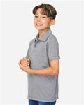 Team 365 TT51HY Youth Zone Sonic Heather Performance Polo - Athletic Heather - model side