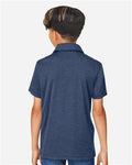 Team 365 TT51HY Youth Zone Sonic Heather Performance Polo - Sport Dark Navy Heather - model back