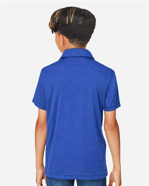 Team 365 TT51HY Youth Zone Sonic Heather Performance Polo - Sport Royal Heather - model back