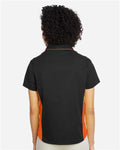 Harriton M586W Women's Flash IL Colorblock Shirt - Black/ Team Orange - model back