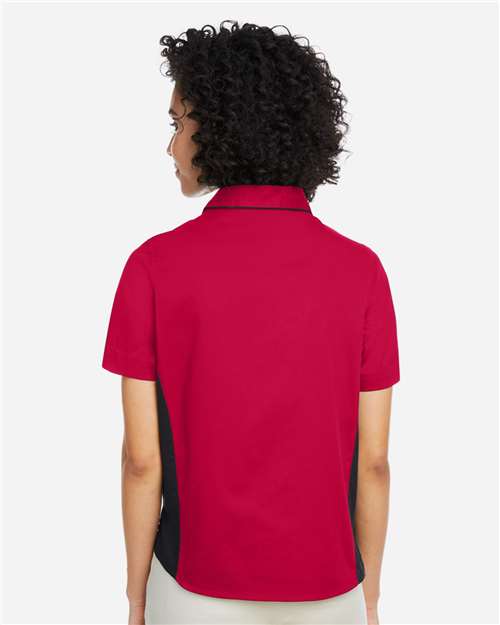 Harriton M586W Women's Flash IL Colorblock Shirt - Red/ Black - model back