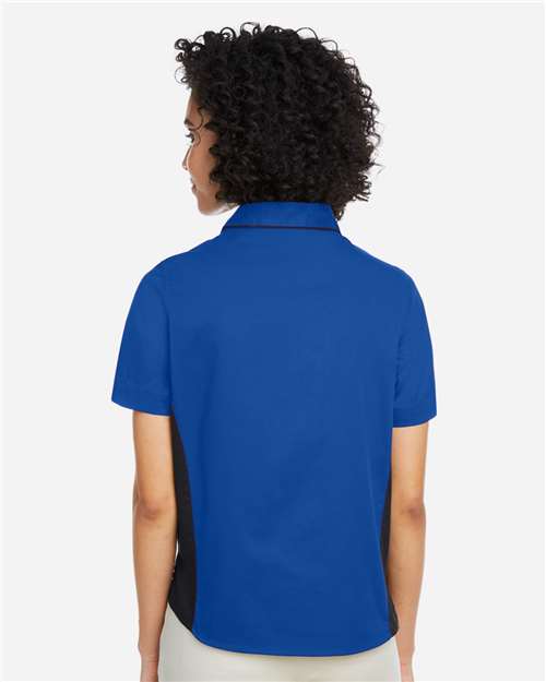 Harriton M586W Women's Flash IL Colorblock Shirt - True Royal/ Black - model back