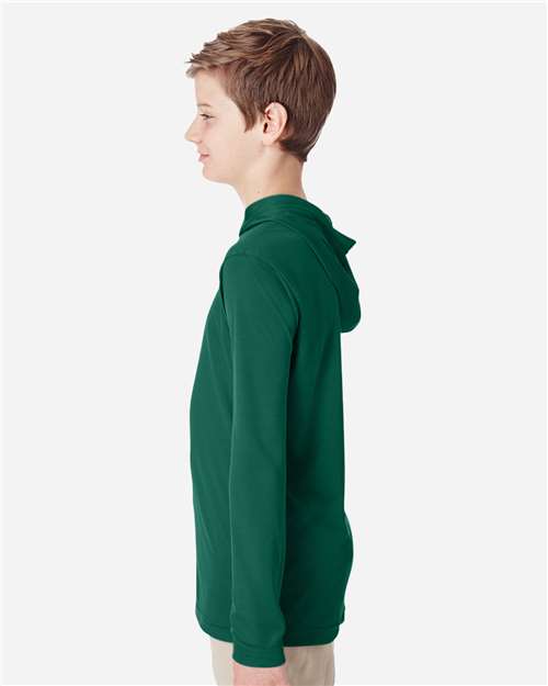 Team 365 TT41Y Youth Zone Performance Hooded T-Shirt - Sport Forest - model side