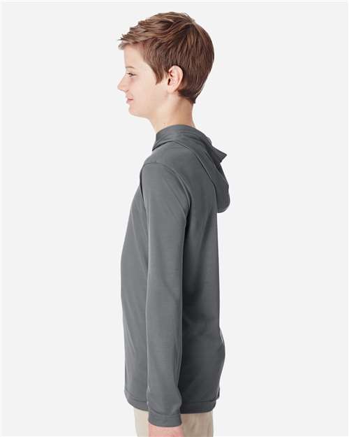 Team 365 TT41Y Youth Zone Performance Hooded T-Shirt - Sport Graphite - model side