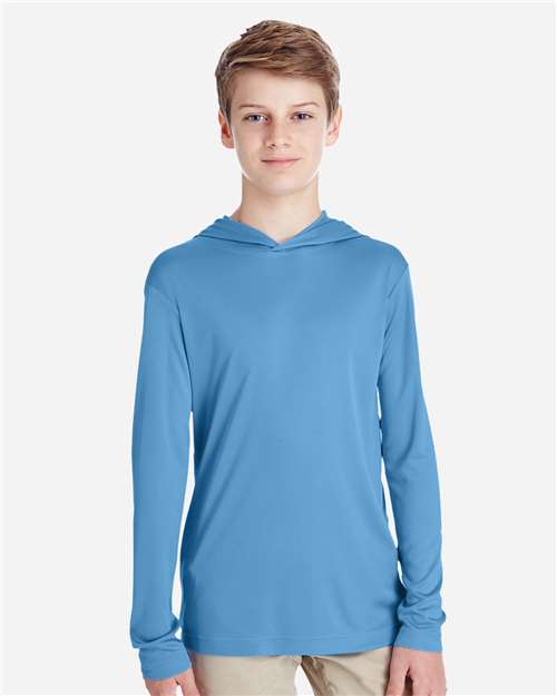 Team 365 TT41Y Youth Zone Performance Hooded T-Shirt - Sport Light Blue - model front