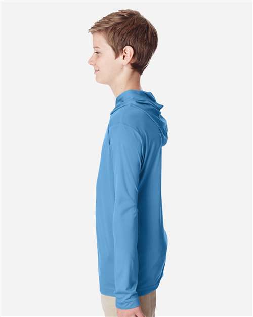 Team 365 TT41Y Youth Zone Performance Hooded T-Shirt - Sport Light Blue - model side
