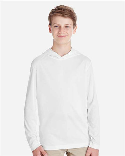 Team 365 TT41Y Youth Zone Performance Hooded T-Shirt - White - model front