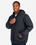 Harriton M722T Unisex Tall ClimaBloc Heavyweight Hooded Full-Zip Jacket - Dark Charcoal - model side