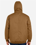 Harriton M722T Unisex Tall ClimaBloc Heavyweight Hooded Full-Zip Jacket - Duck Brown - model back
