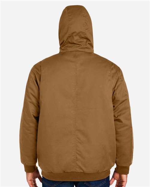 Harriton M722T Unisex Tall ClimaBloc Heavyweight Hooded Full-Zip Jacket - Duck Brown - model back