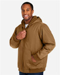 Harriton M722T Unisex Tall ClimaBloc Heavyweight Hooded Full-Zip Jacket - Duck Brown - model side