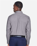 Harriton M500T Men's Tall Easy Blend Twill Dress Shirt - Dark Grey - model back
