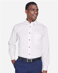 Harriton M500T Men's Tall Easy Blend Twill Dress Shirt - White - model front