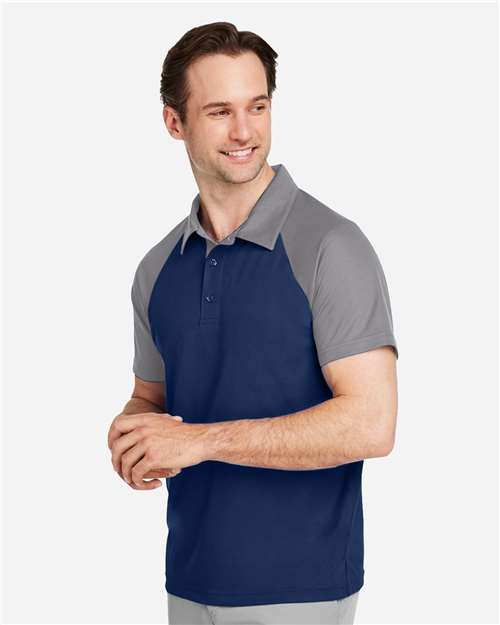 Team 365 TT21C Men's Command Snag-Protection Colorblock Polo - Sport Dark Navy/ Sport Graphite - model side