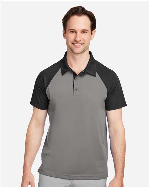 Team 365 TT21C Men's Command Snag-Protection Colorblock Polo - Sport Graphite/ Black - model front