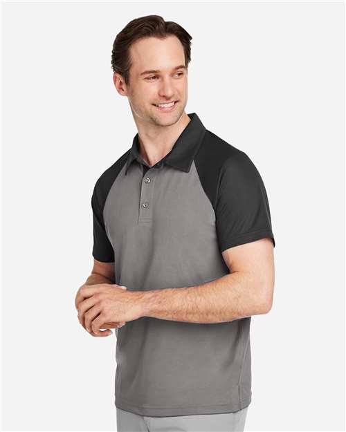 Team 365 TT21C Men's Command Snag-Protection Colorblock Polo - Sport Graphite/ Black - model side