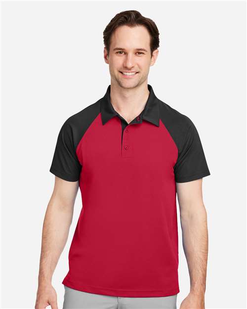 Team 365 TT21C Men's Command Snag-Protection Colorblock Polo - Sport Red/ Black - model front