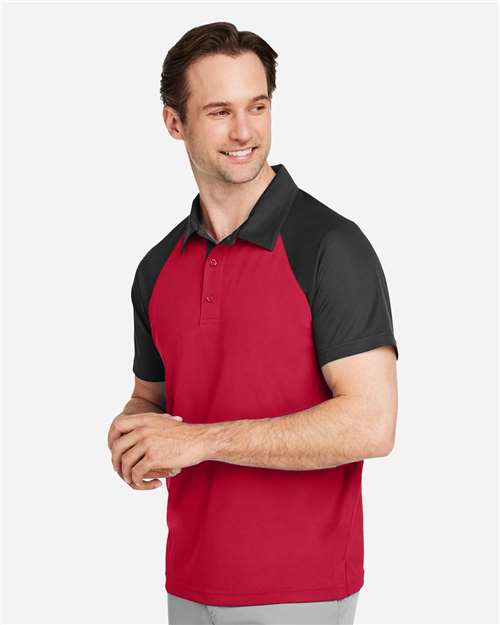 Team 365 TT21C Men's Command Snag-Protection Colorblock Polo - Sport Red/ Black - model side