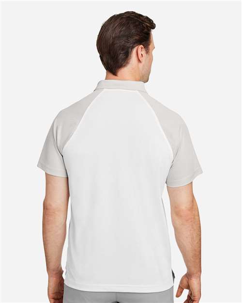 Team 365 TT21C Men's Command Snag-Protection Colorblock Polo - White/ Sport Silver - model back