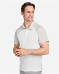 Team 365 TT21C Men's Command Snag-Protection Colorblock Polo - White/ Sport Silver - model side