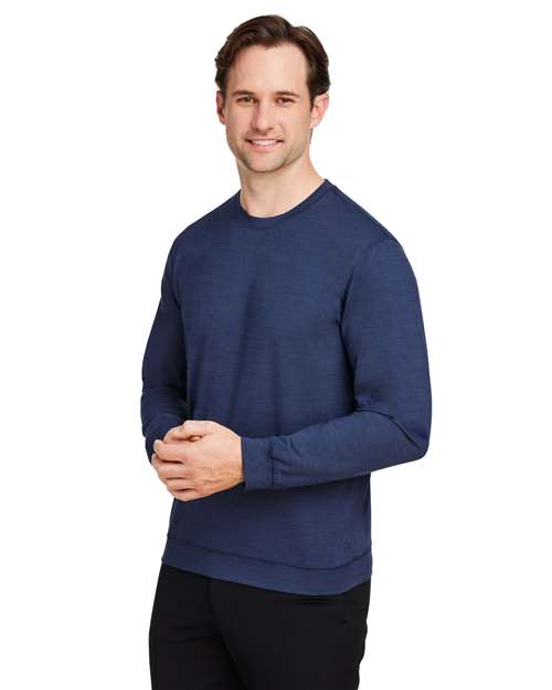 Puma Golf 535500 Men's Cloudspun Crewneck Sweatshirt - Navy Blazer Heather - model side