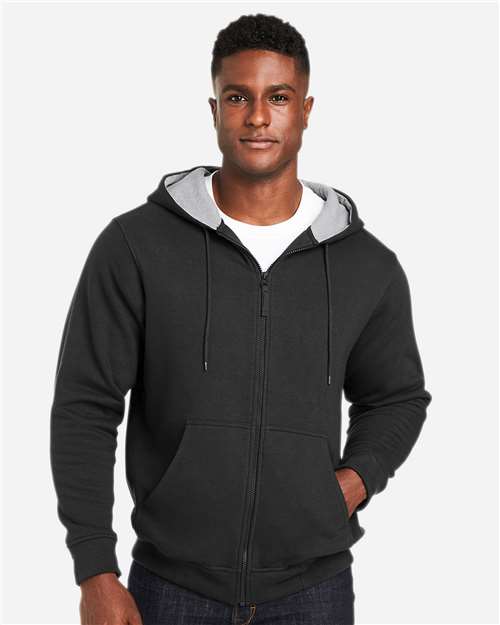 Harriton M711 Unisex ClimaBloc Lined Heavyweight Hooded Sweatshirt - Black - model front