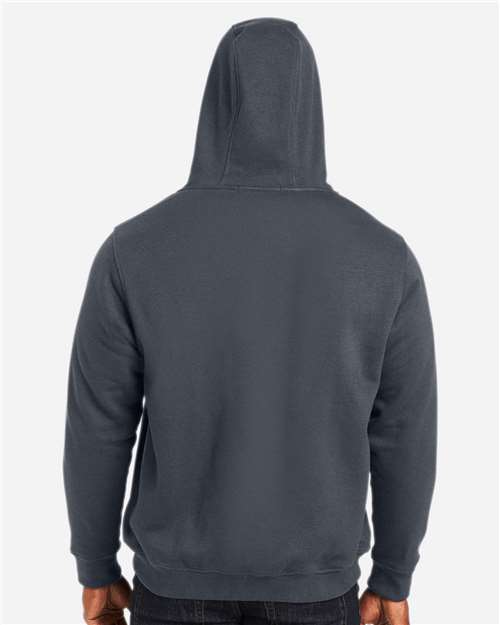 Harriton M711 Unisex ClimaBloc Lined Heavyweight Hooded Sweatshirt - Dark Charcoal - model back
