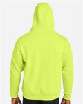 Harriton M711 Unisex ClimaBloc Lined Heavyweight Hooded Sweatshirt - Safety Yellow - model back