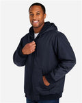 Harriton M722 Unisex ClimaBloc Heavyweight Hooded Full-Zip Jacket - Dark Navy - model side