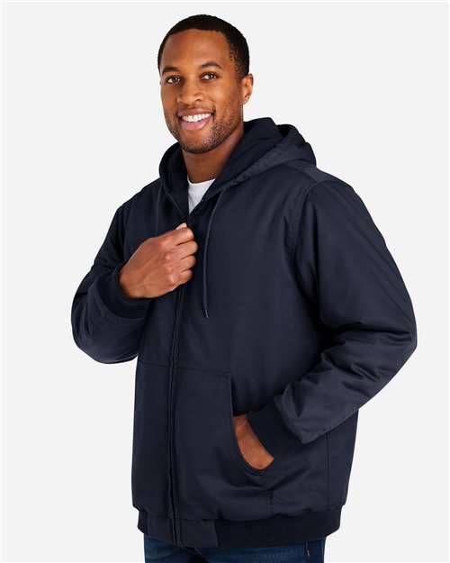 Harriton M722 Unisex ClimaBloc Heavyweight Hooded Full-Zip Jacket - Dark Navy - model side