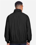 Harriton M740 Unisex Fleece Lined Nylon Jacket - Black/ Black - model back