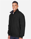 Harriton M740 Unisex Fleece Lined Nylon Jacket - Black/ Black - model side