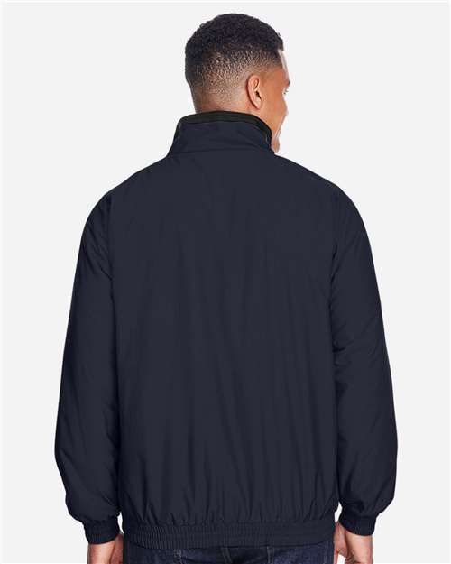 Harriton M740 Unisex Fleece Lined Nylon Jacket - Navy/ Black - model back