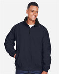 Harriton M740 Unisex Fleece Lined Nylon Jacket - Navy/ Black - model front