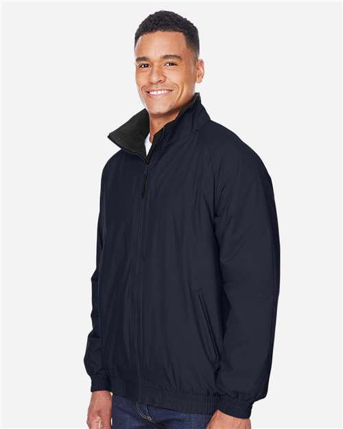 Harriton M740 Unisex Fleece Lined Nylon Jacket - Navy/ Black - model side