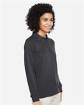 Harriton M348LW Women's Advantage Snag Protection Plus IL Long Sleeve Polo - Dark Charcoal - model side